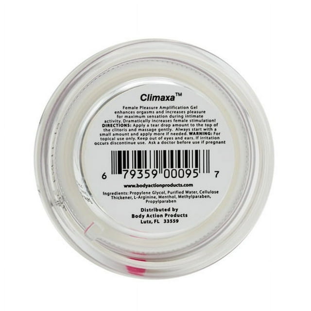 Climaxa product container with label and barcode on a white background