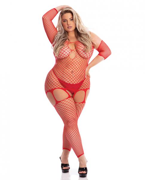 Pink Lipstick In My Head Net Bodystocking