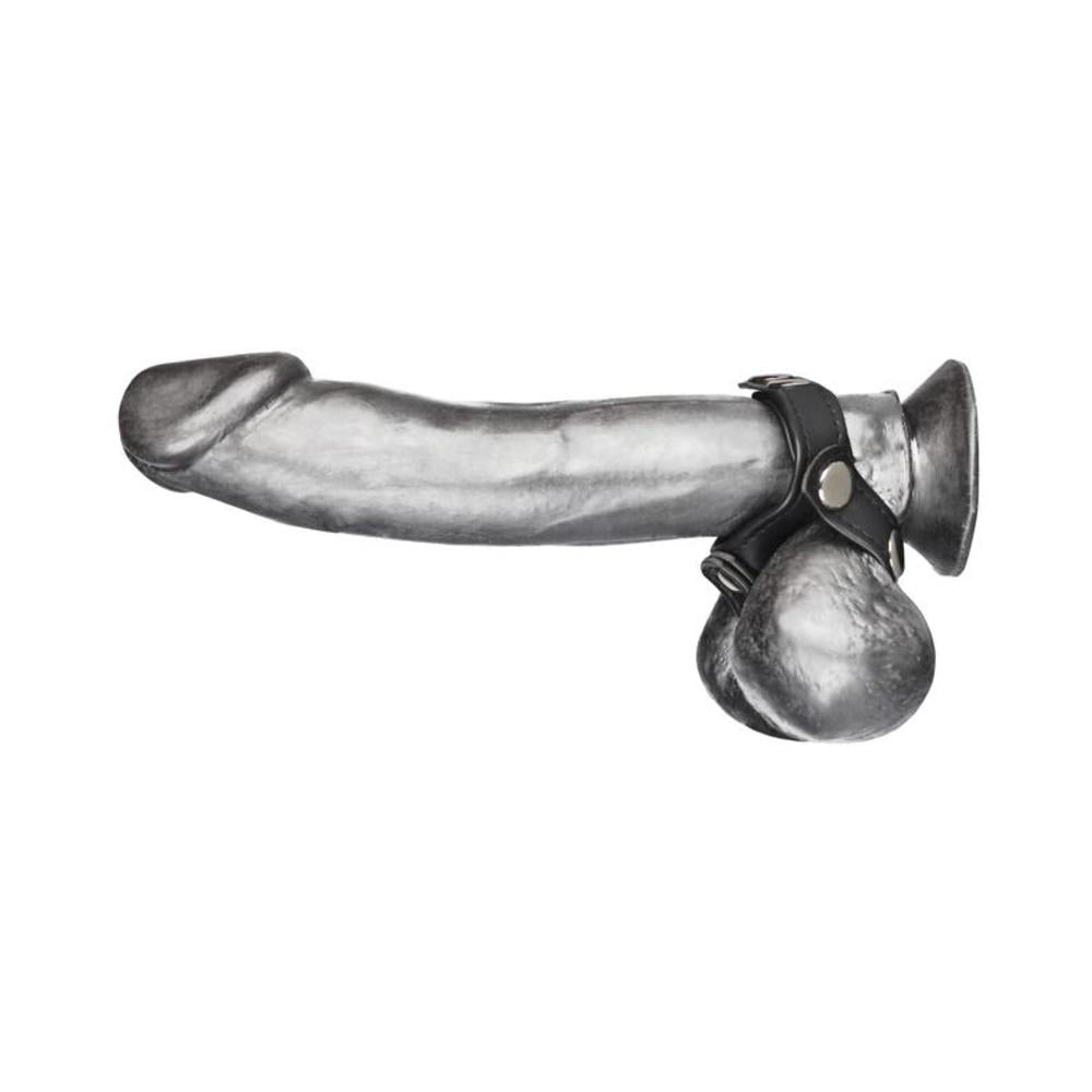 C & B Gear V-Style Cock Ring with Ball Divider Black