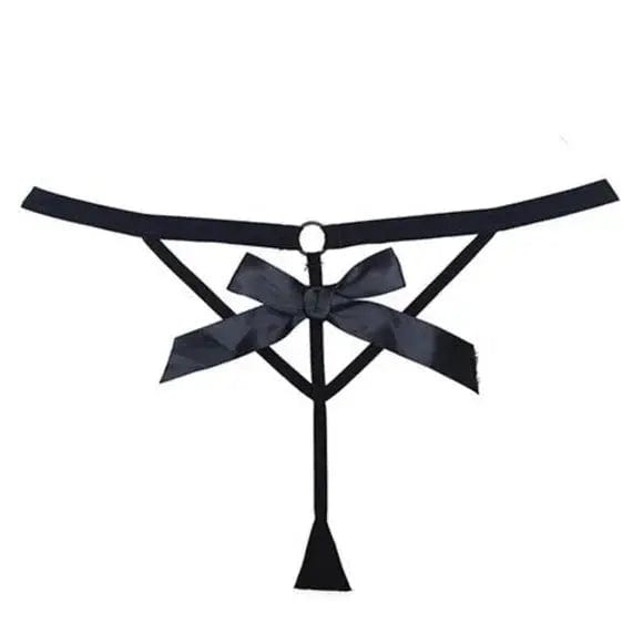 womens lingerie Black / One size Adore Black Tie Mesh Front W/flounce Open Bow Back Panty Allure Adore Black Tie Mesh Front W/flounce Open Bow Back Panty - Hugz and