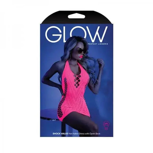 sex toys Neon Pink / One Size Glow Shock Value Net Halter Dress Neon Pink Glow glow-shock-value-net-halter-dress-neon-pink