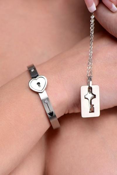 womens lingerie Cuffed Locking Bracelet, Key Necklace Tungsten Steel Master Series Cuffed Locking Bracelet, Key Necklace Tungsten Steel | Hugz and Kizzez