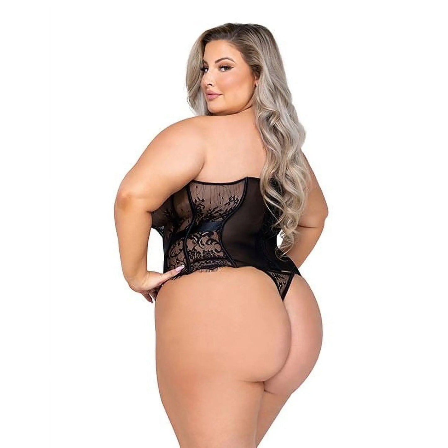 womens lingerie Fantasy Scalloped Eyelash Lace Bustier & Thong Roma Confidential Fantasy Scalloped Eyelash Lace Bustier & Thong