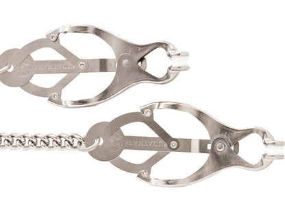 Endurance Butterfly Nipple Clamps With Link Chain - Silver