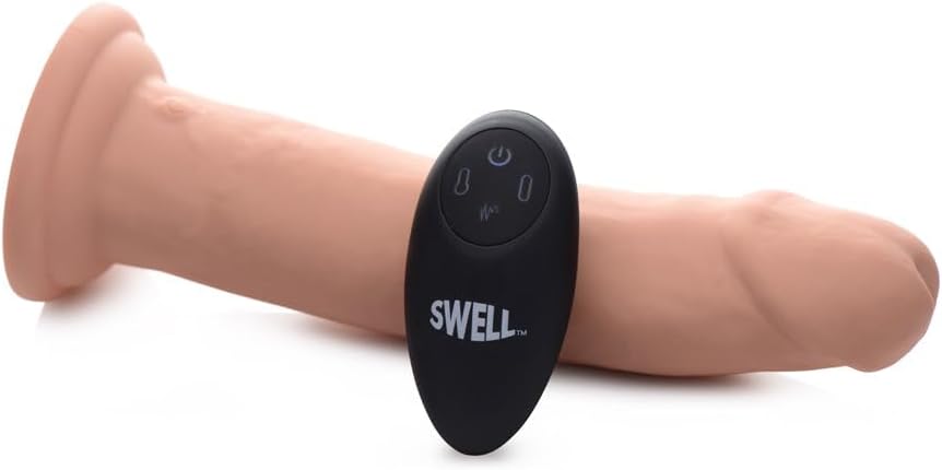 7x Inflatable And Vibrating Remote Control Silicone Dildo - 8.5 Inch