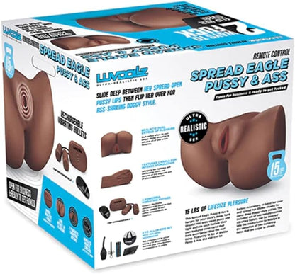 Luvdolz Remote Control Rechargeable Doggy Style Pussy & Ass W/douche - Mocha