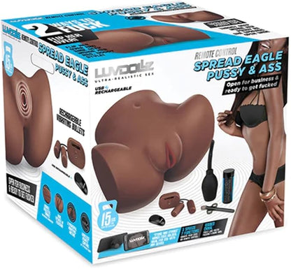 Luvdolz Remote Control Rechargeable Doggy Style Pussy & Ass W/douche - Mocha