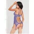 womens lingerie Cross Dye Lace Peek A Boo Chemise W/attached Garters & G-string Iris 7 Til Midnight