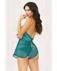 womens lingerie Lace Mesh Babydoll W/strappy Waist & Panty W/Criss Cross Waistband Teal 7 Til Midnight Lace Mesh Babydoll W/strappy Waist & Panty W/Criss Cross Waistband 