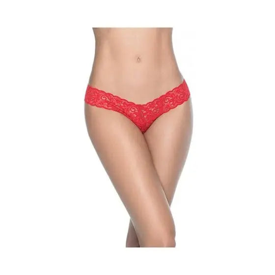 womens lingerie SMALL Patterned Lace Thong Red 7 Til Midnight Patterned Lace Thong Red - Hugz and Kizzez