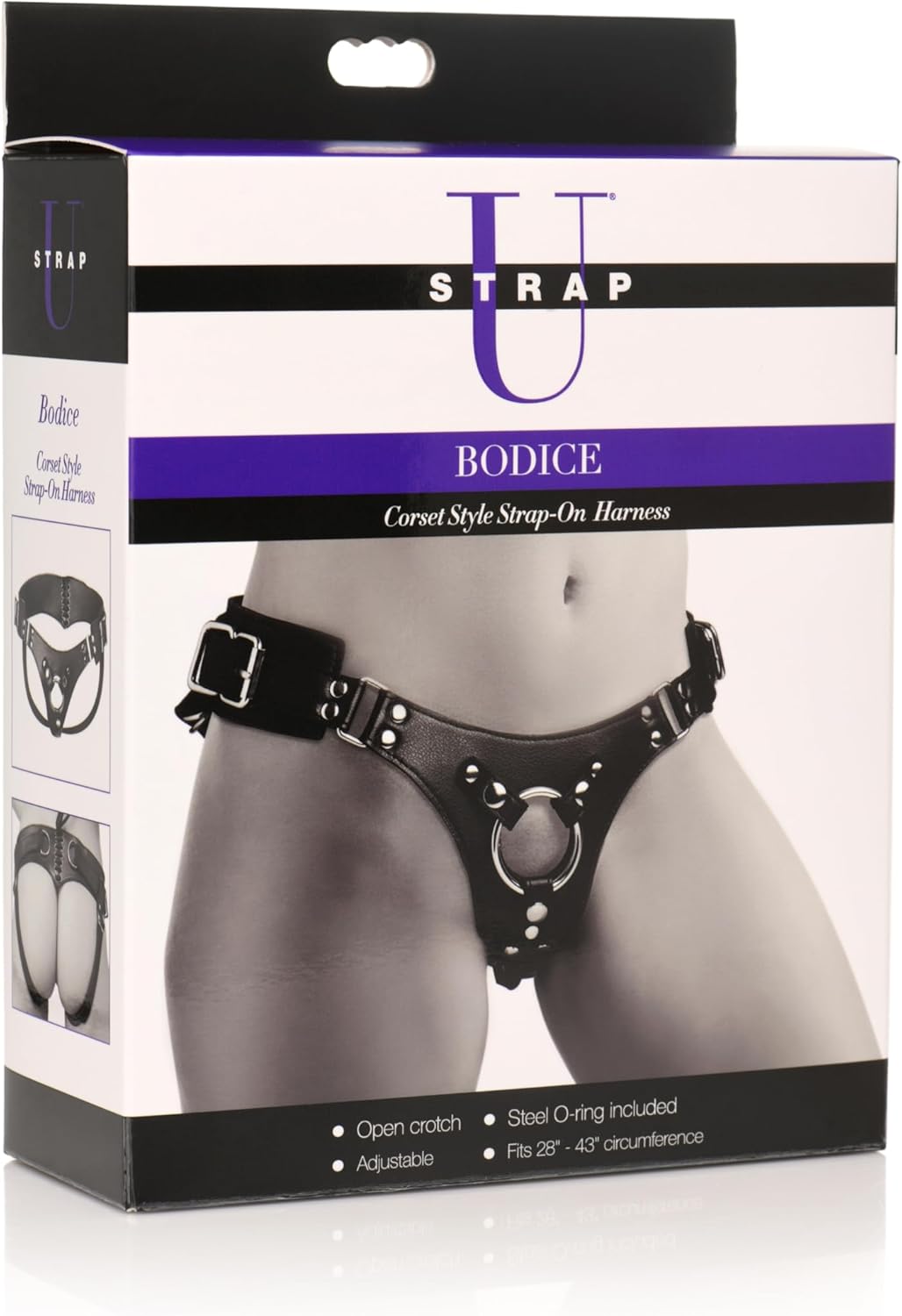 Strap U Bodice Corset Style Strap On Harness Black O/S