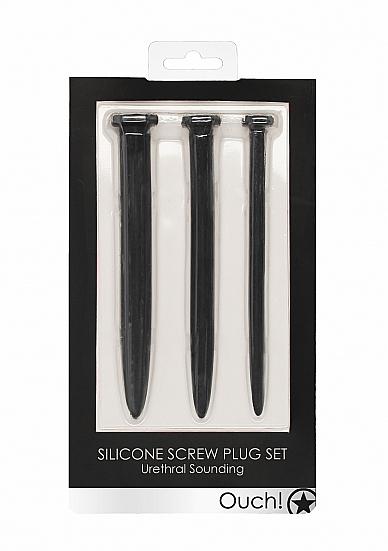 Silicone Screw Plug Set - Urethral Sounding - Black