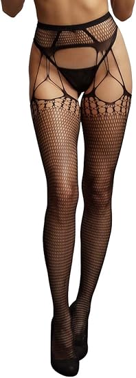 Shredded Suspender Pantyhose Os Blk
