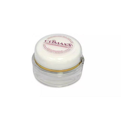 Climaxa cream jar with white lid on a white background