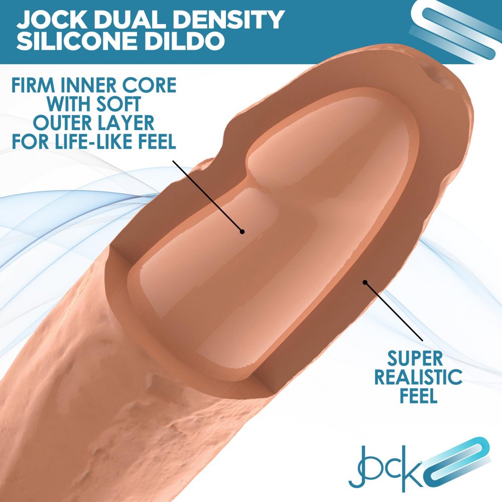 Jock Dual Density Silicone Dildo With Balls 9in Light