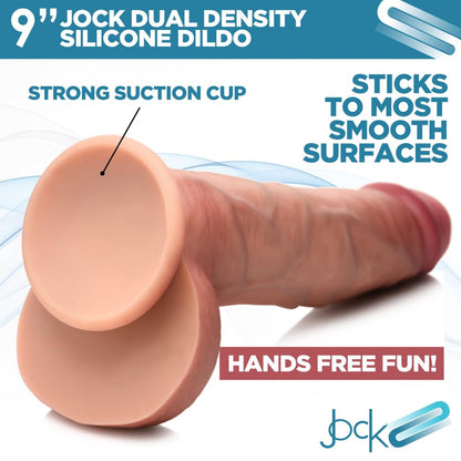 Jock Dual Density Silicone Dildo With Balls 9in Light