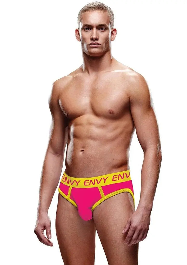 mens clothing Envy Solid Jock Pink/yellow Envy Envy Solid Jock Pink/yellow L/xl - Hugz and Kizzez