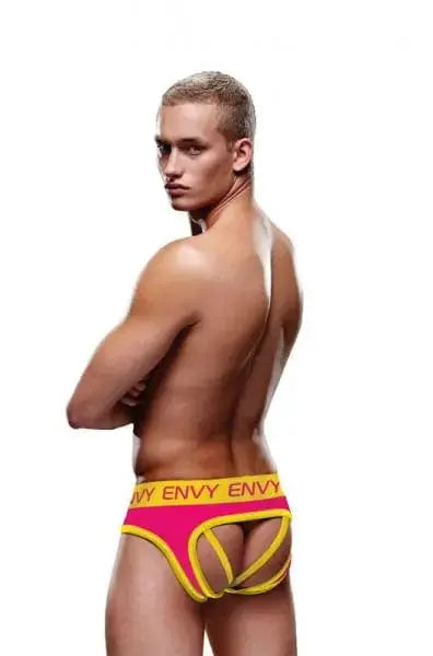 mens clothing Envy Solid Jock Pink/yellow L/xl Envy Envy Solid Jock Pink/yellow L/xl - Hugz and Kizzez