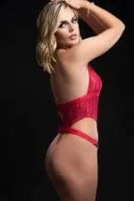 womens lingerie 1pc Open Front Halter Teddy Red O/s Hugz and Kizzez