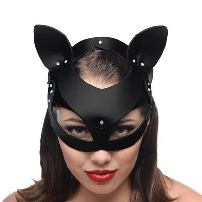 womens lingerie Bad Kitten Leather Cat Mask Black O/S Hugz and Kizzez Bad Kitten Leather Cat Mask Black O/S - Hugz and Kizzez