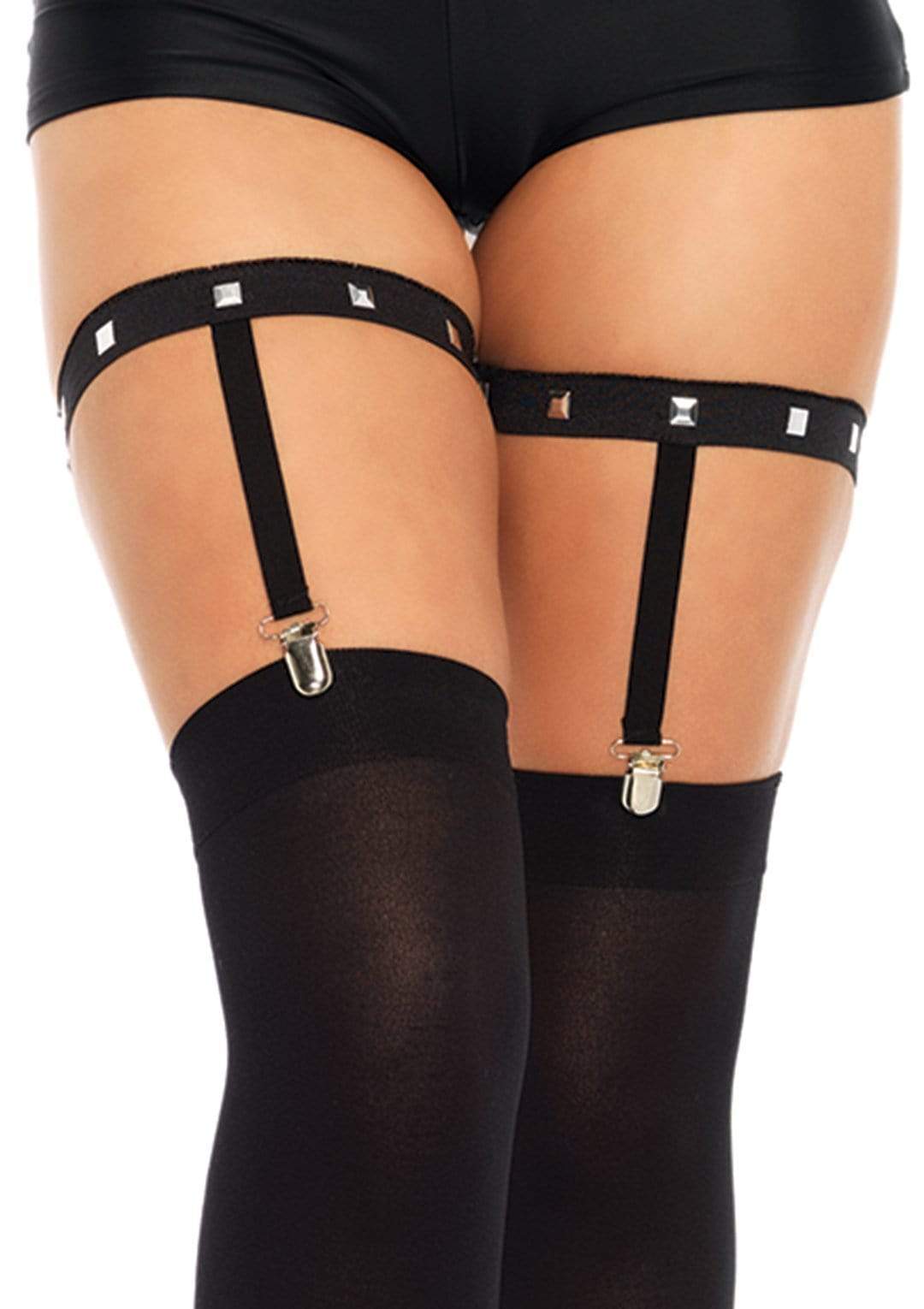 Studded Elastic Thigh High Garter Suspender O/s Black