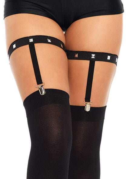 Studded Elastic Thigh High Garter Suspender O/s Black