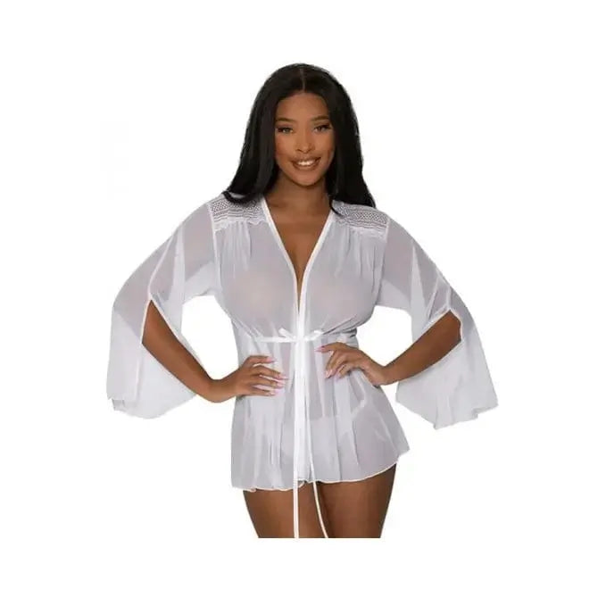 sex toys White / Small/Medium Magic Silk Modern Romance Short Robe Magic Silk Magic Silk Modern Romance Short Robe - Hugz and Kizzez