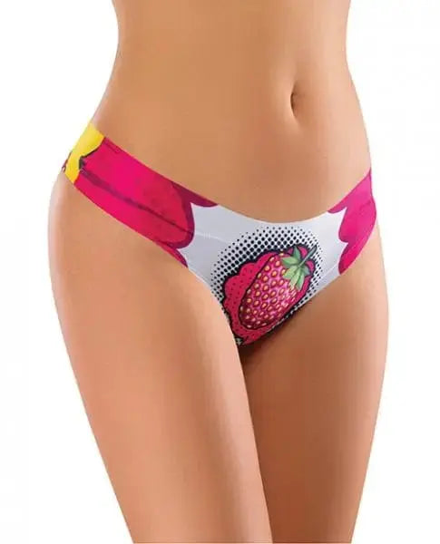 womens lingerie Mememe Intrigue Kissberry Printed Thong Lg   3461324192098 Mememe Mememe Intrigue Kissberry Printed Thong Lg   