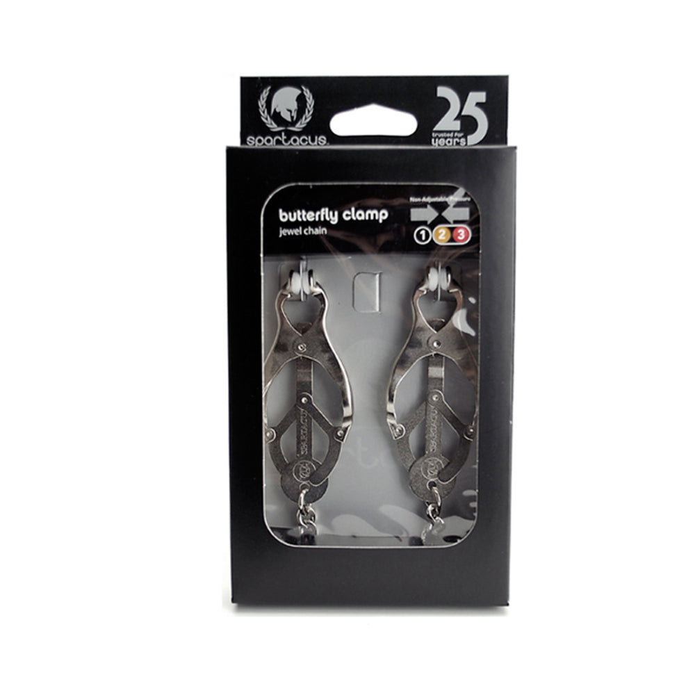 Endurance Butterfly Nipple Clamps With Link Chain - Silver