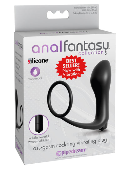 Anal Fantasy Ass Gasm Cockring Vibrating Plug Black
