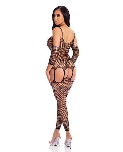 womens lingerie Pink Lipstick In My Head Net Bodystocking Black Qn Pink Lipstick Pink Lipstick In My Head Net Bodystocking Black Qn - Hugz and Kizzez