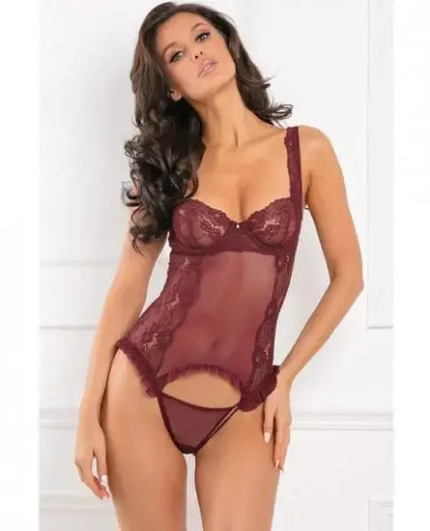 womens lingerie Rene Rofe Grand Finale 2 Piece Ruffle Teddy Burgundy S/M Rene Rofe Rene Rofe Grand Finale 2 Piece Ruffle Teddy Burgundy S/M - Hugz and 