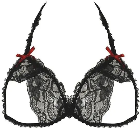 womens lingerie Rene Rofe Lace Peek-A-Boo Bra and Crotchless Panty Set Black M/L Rene Rofe Rene Rofe Lace Peek-A-Boo Bra and Crotchless Panty Set Black M/L - 