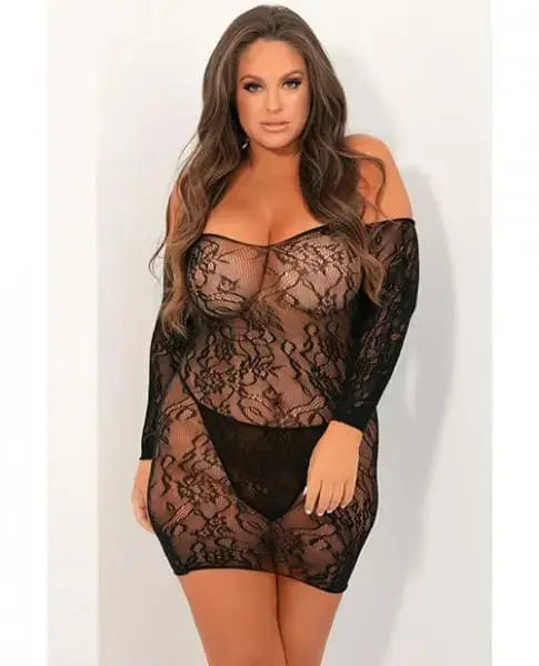 womens lingerie Seductive Lace Dress Black 1X/2X Rene Rofe Seductive Lace Dress Black 1X/2X - Hugz and Kizzez