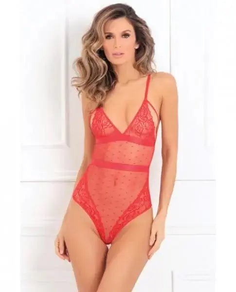 womens lingerie X Marks The Spot Lace Teddy Red M/L Rene Rofe X Marks The Spot Lace Teddy Red M/L - Hugz and Kizzez