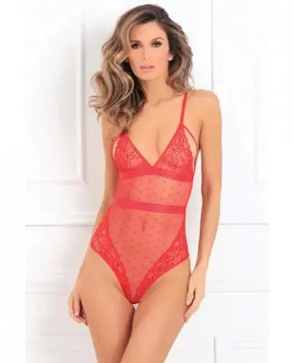 womens lingerie X Marks The Spot Lace Teddy Red M/L Rene Rofe X Marks The Spot Lace Teddy Red M/L - Hugz and Kizzez