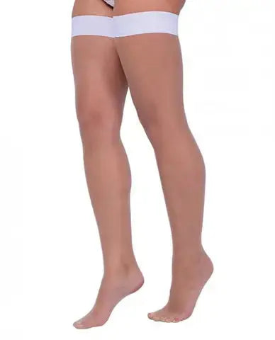 womens lingerie White / One Size Colored Silicone Stay Up Stockings Roma Confidential Colored Silicone Stay Up Stockings 