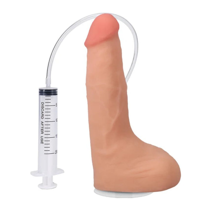 The Realistic Cock Squirting 9.5 In. Ultraskyn Vac-u-lock Dildo Vanilla