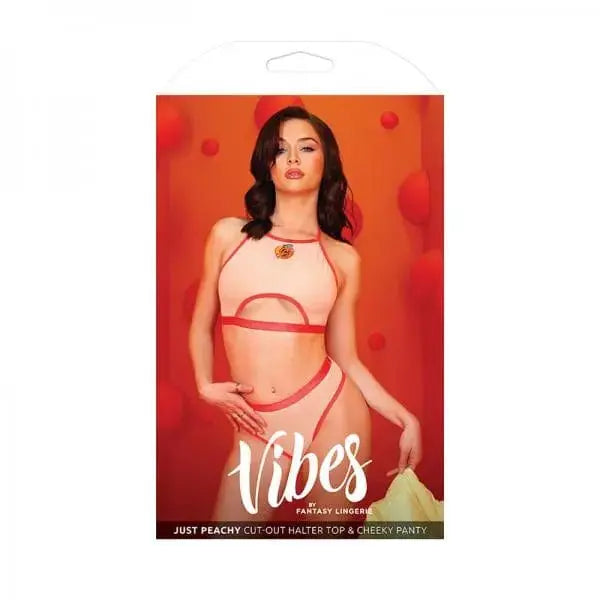 sex toys Peach / Small/Medium Vibes Just Peachy Cut-out Halter Top & Cheeky Panty Vibes Vibes Just Peachy Cut-out Halter Top & Cheeky Panty - Hugz and Kizzez