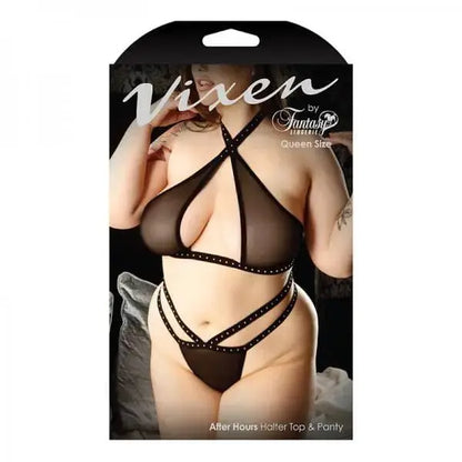 sex toys Black / One Size Vixen After Hours Studded Halter Top & Panty Black Vixen vixen-after-hours-studded-halter-top--panty-black