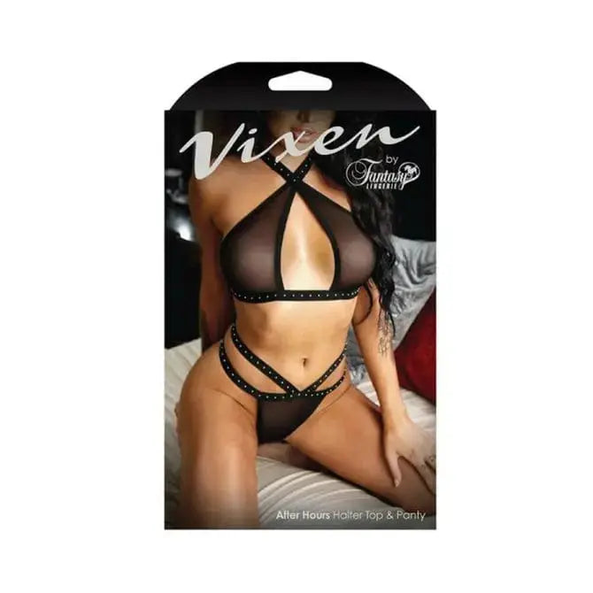 sex toys Vixen After Hours Studded Halter Top & Panty Black Vixen vixen-after-hours-studded-halter-top--panty-black